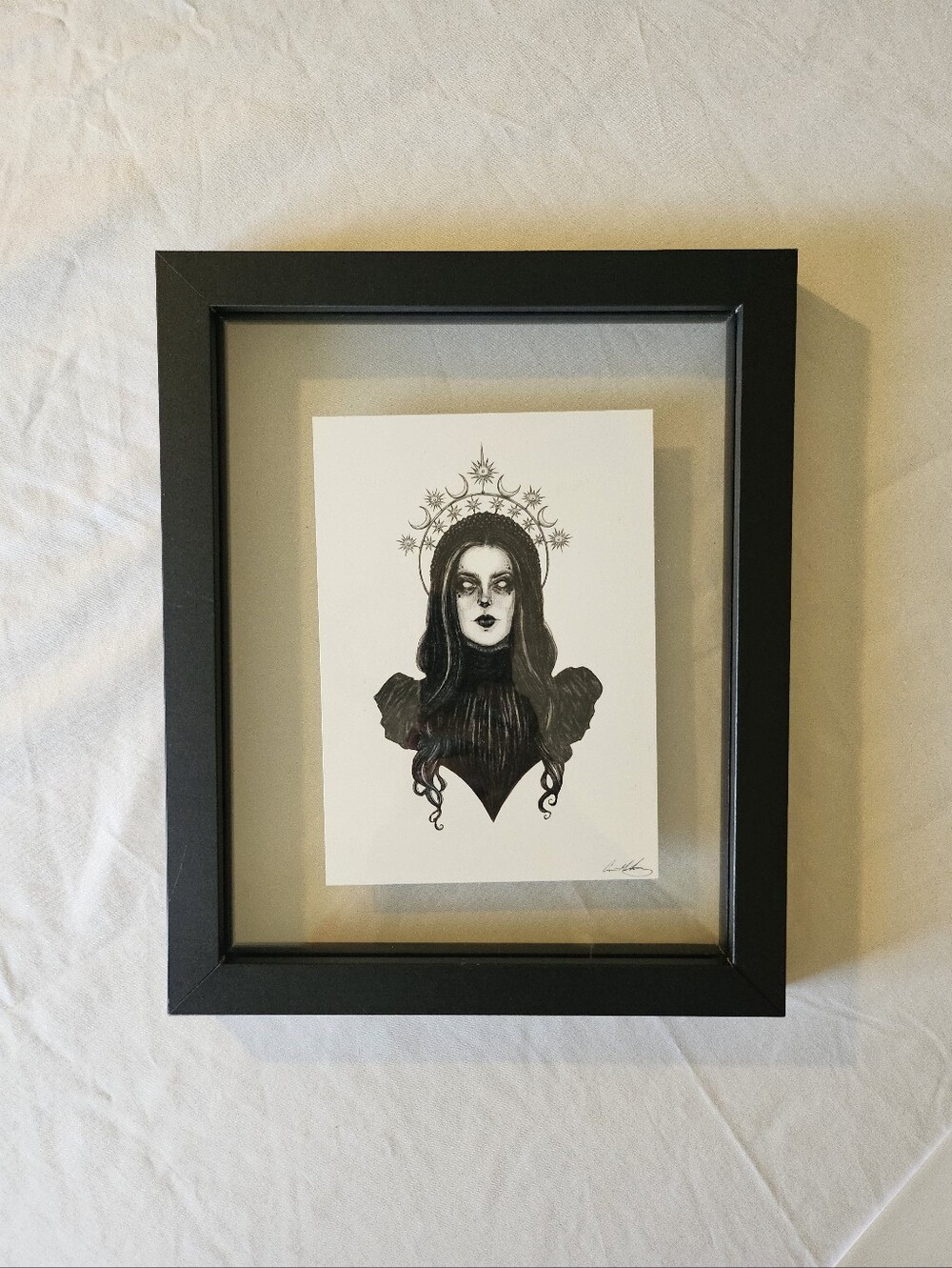 Black Framed Gothic Portrait Art Of Nyx Greek Goddess Of Night